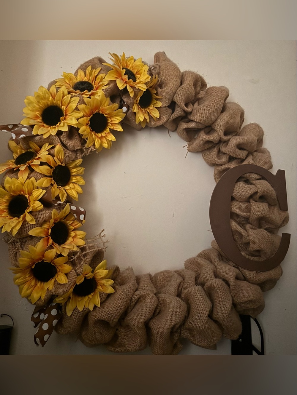 Large Burlap Sunflower Wreath - Yellow & Tan